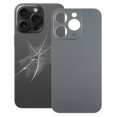 iPhone 15 Pro könnyen cserélhető, nagy lyukú, üveg hátlapi akkumulátorfedélhez (fekete)
